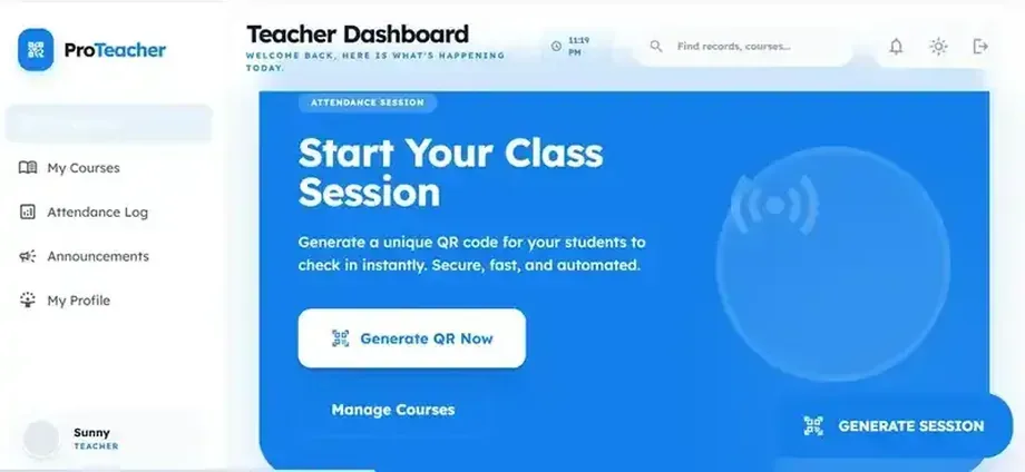 DevTailored Attendance Software Interface